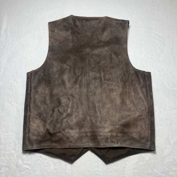 First classic Men's Leather Brown Motorcycle Vest - Picture 3 of 9
